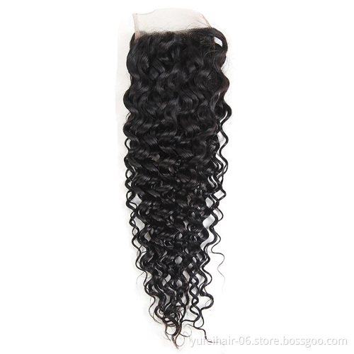 2020 Hot Sale Water Deep Wave Real Human Hair Peruvian Virgin Hair Bundles With Lace Closure